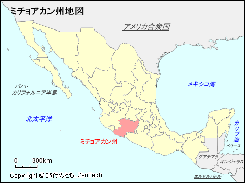 メキシコ合衆国ミチョアカン州地図