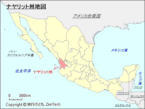 メキシコ合衆国ナヤリット州地図