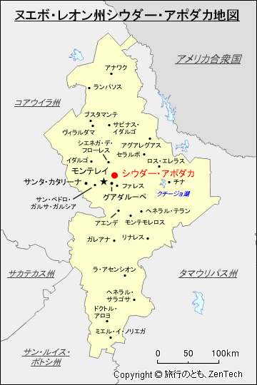 ヌエボ・レオン州シウダー・アポダカ地図