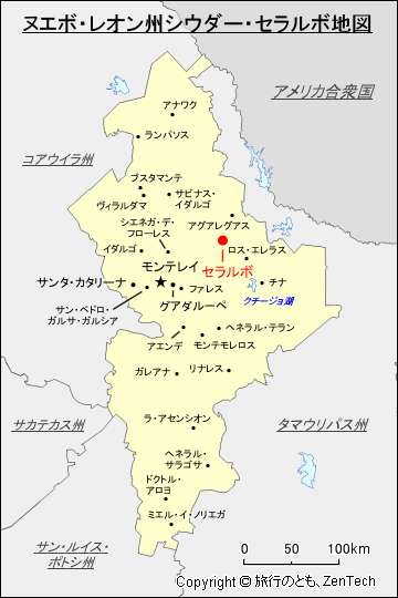 ヌエボ・レオン州シウダー・セラルボ地図