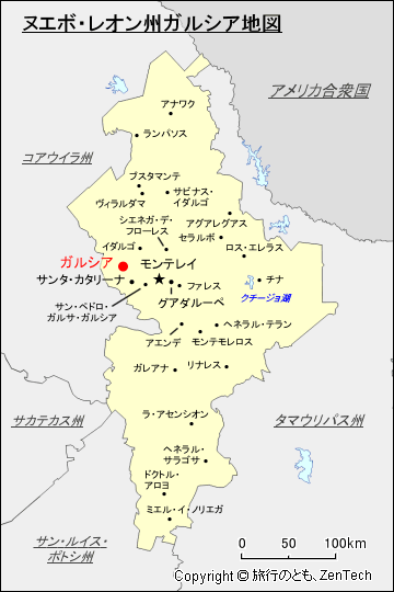 ヌエボ・レオン州ガルシア地図