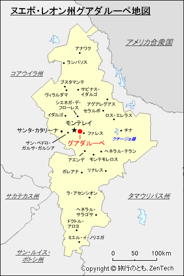 ヌエボ・レオン州グアダルーペ地図