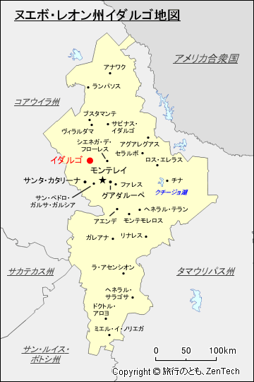 ヌエボ・レオン州イダルゴ地図