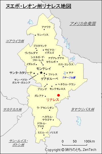 ヌエボ・レオン州リナレス地図