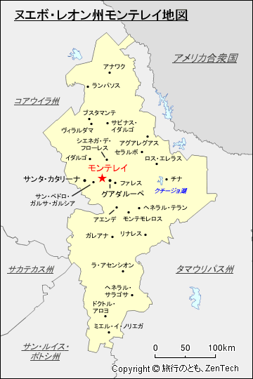 ヌエボ・レオン州モンテレイ地図