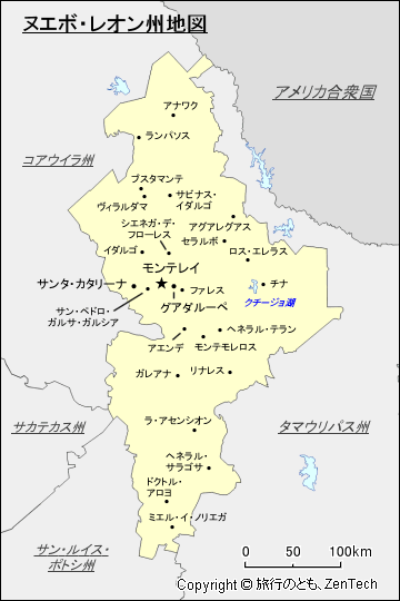 ヌエボ・レオン州地図