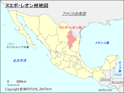 メキシコ合衆国ヌエボ・レオン州地図