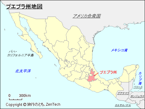 メキシコ合衆国プエブラ州地図