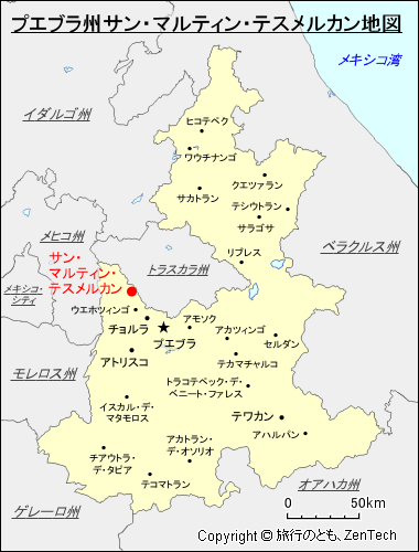 プエブラ州サン・マルティン・テスメルカン地図