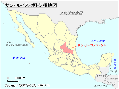 メキシコ合衆国サン・ルイス・ポトシ州地図