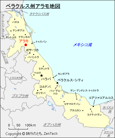 ベラクルス州アラモ地図