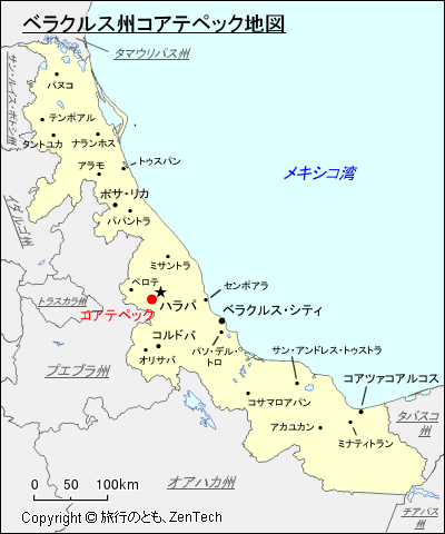 ベラクルス州コアテペック地図