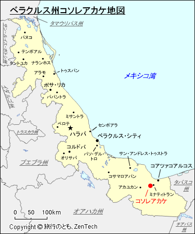 ベラクルス州コソレアカケ地図