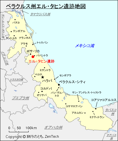 ベラクルス州エル・タヒン遺跡地図