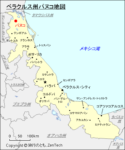 ベラクルス州パヌコ地図