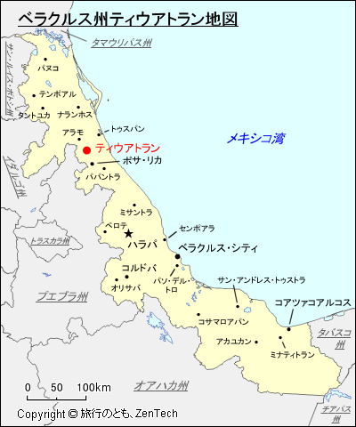 ベラクルス州ティウアトラン地図