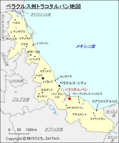 ベラクルス州トラコタルパン地図