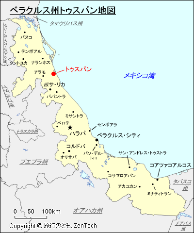 ベラクルス州トゥスパン地図