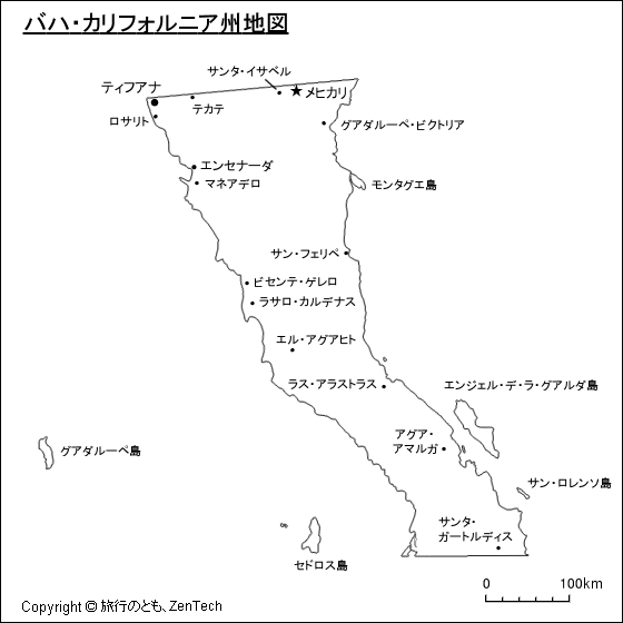 バハ・カリフォルニア州地図