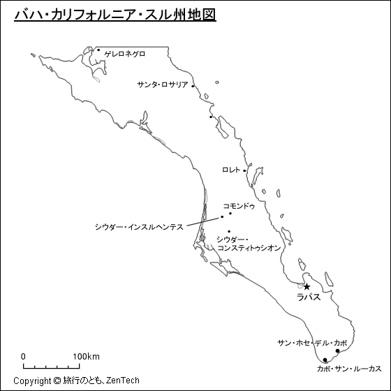 バハ・カリフォルニア・スル州地図