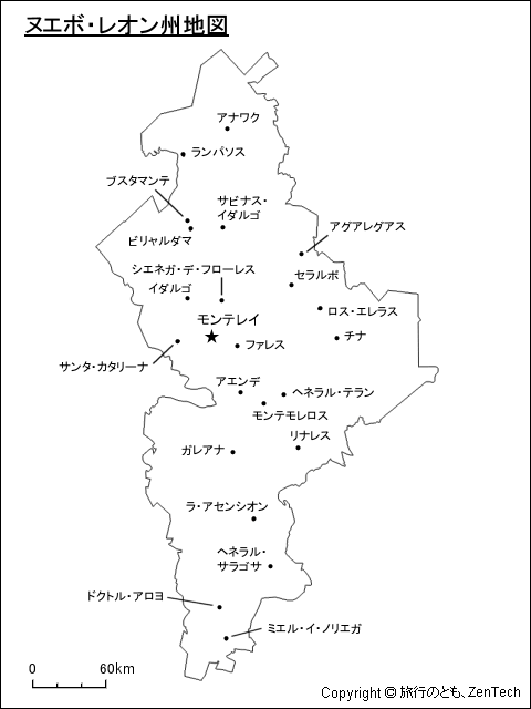 ヌエボ・レオン州地図