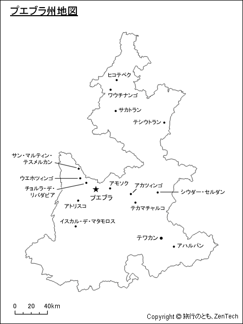 プエブラ州地図