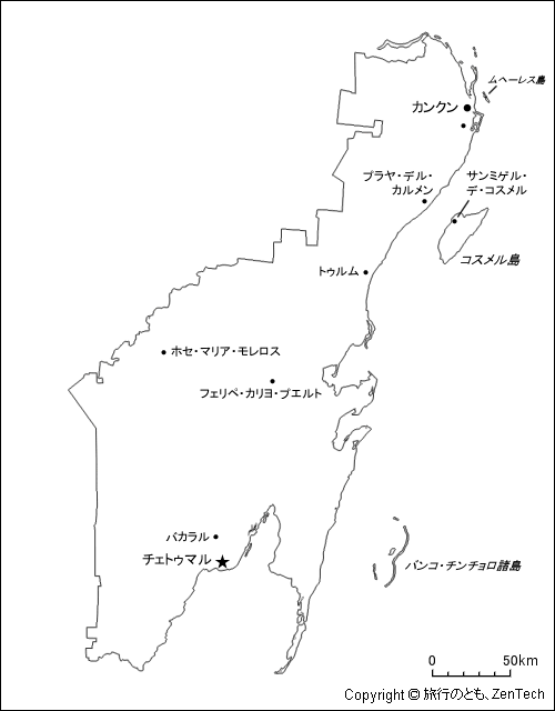 キンタナ・ロー州地図