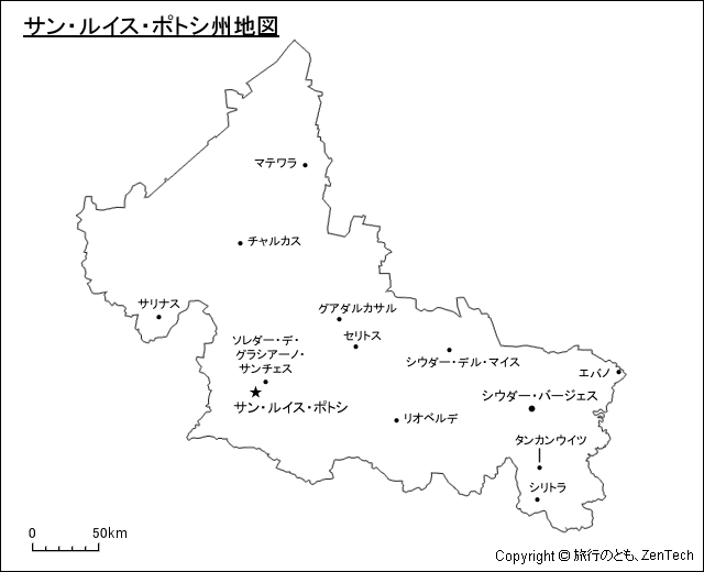 サン・ルイス・ポトシ州地図