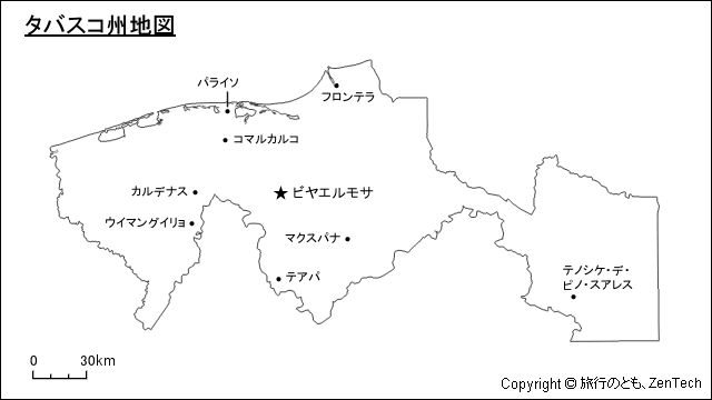 タバスコ州地図