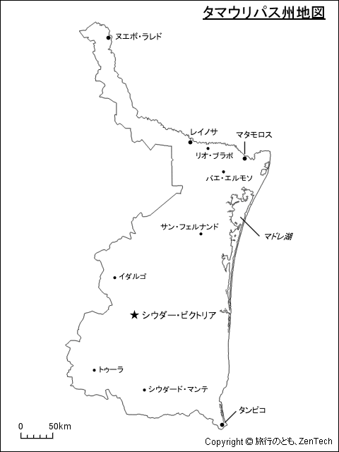 タマウリパス州地図
