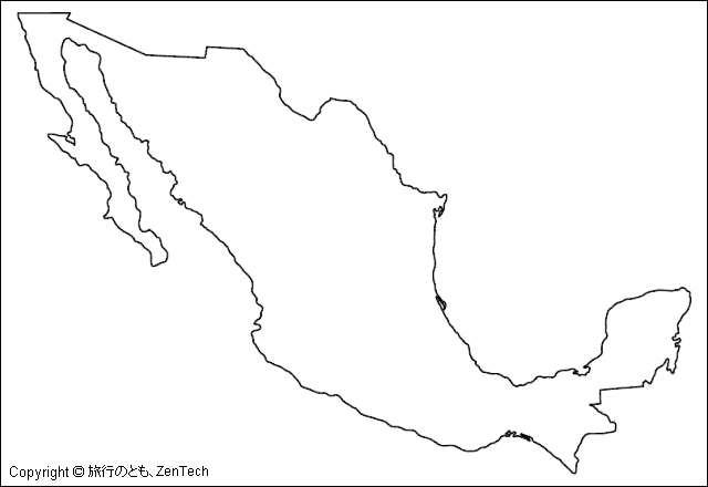 メキシコ白地図、大サイズ