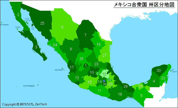 メキシコ州区分地図 旅行のとも Zentech