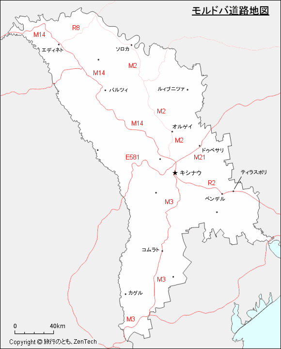 モルドバ道路地図 モルドバ道路地図
