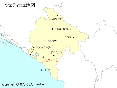 ツェティニェ地図