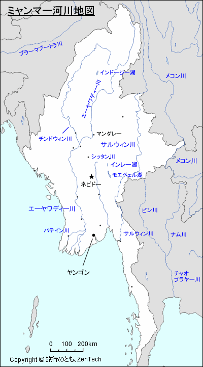 ミャンマー河川地図