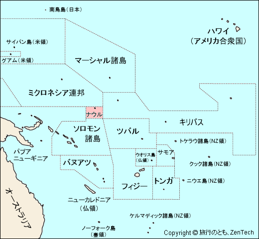 ナウルと周辺国の地図