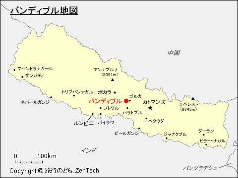 ネパールにおけるバンディプル地図