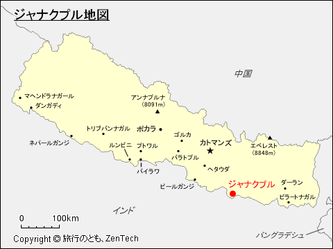 ネパールにおけるジャナクプル地図