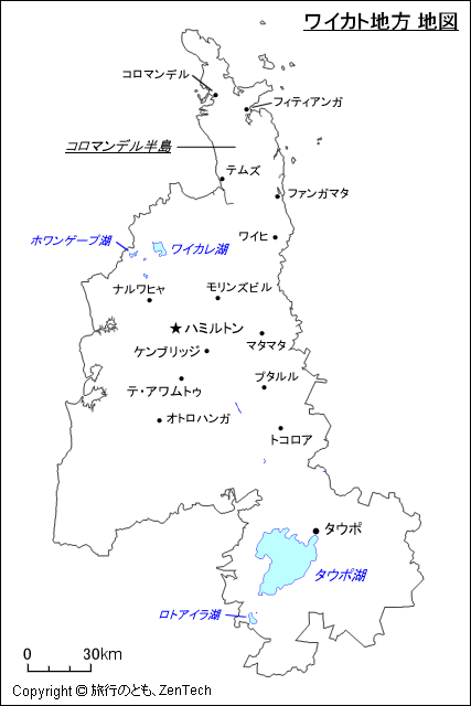 ワイカト地方地図