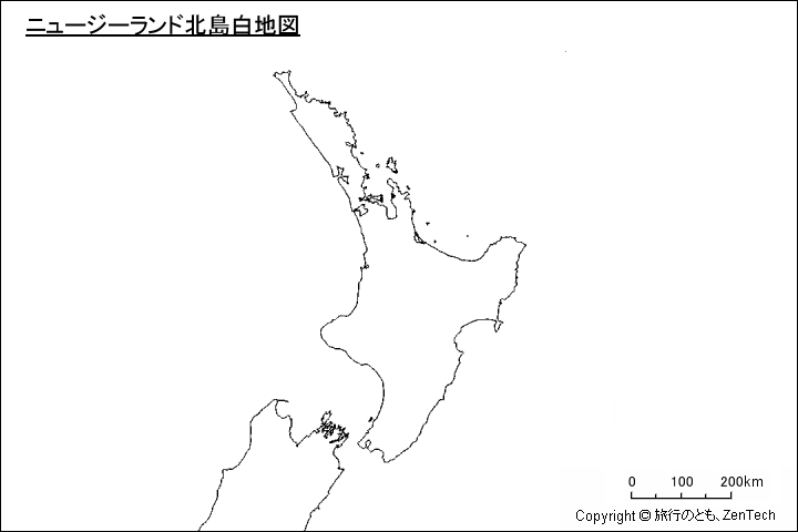 ニュージーランド北島白地図