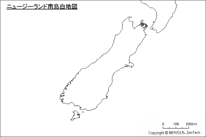 ニュージーランド南島白地図