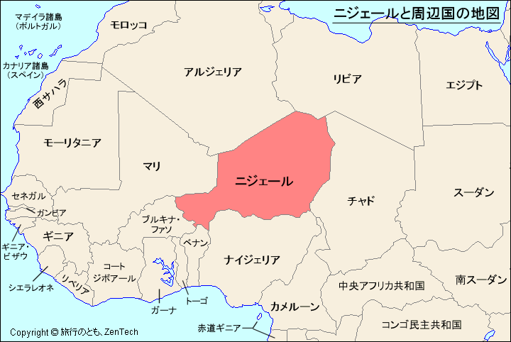 ニジェールと周辺国の地図