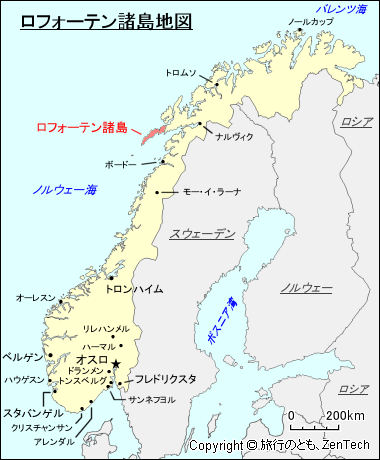 ロフォーテン諸島地図