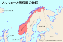 ノルウェーと周辺国の地図