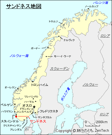 サンドネス地図