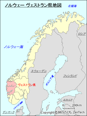 ノルウェー ヴェストラン県地図