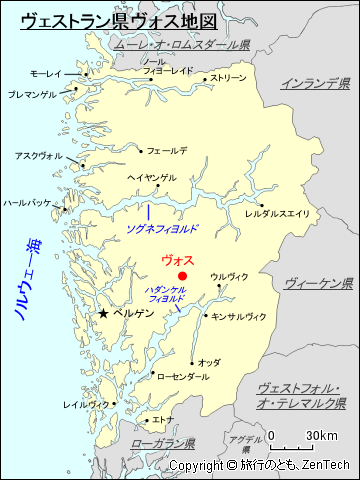 ヴェストラン県ヴォス地図