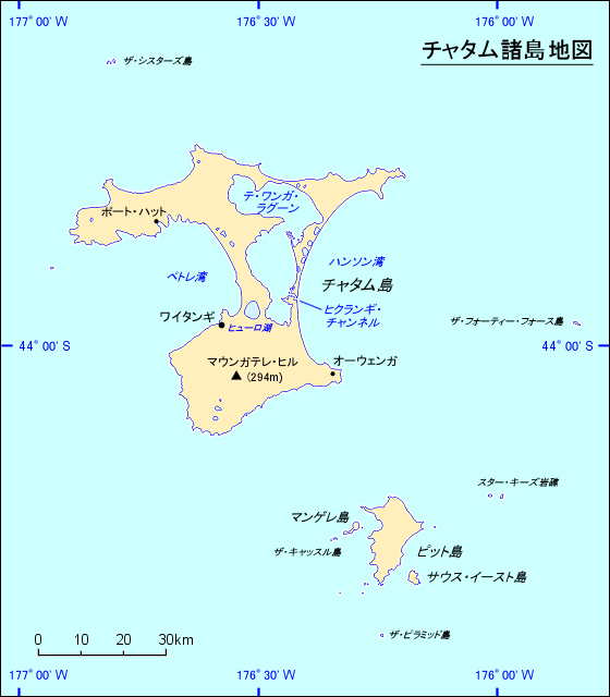 チャタム諸島地図