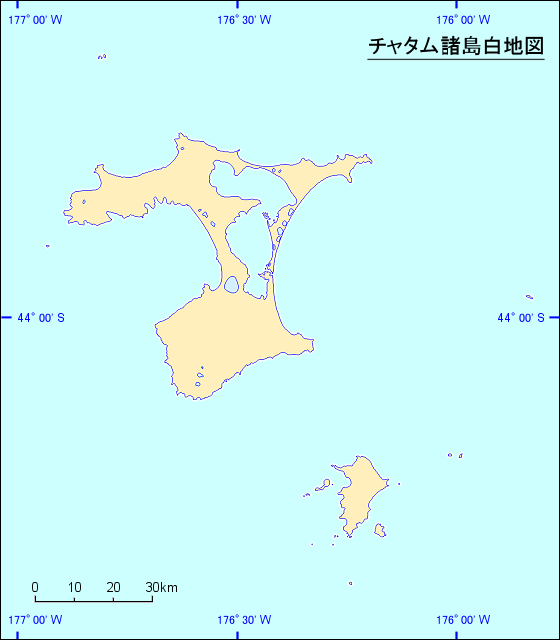 チャタム諸島白地図