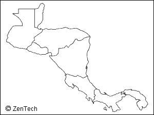 中央アメリカ白地図 小サイズ